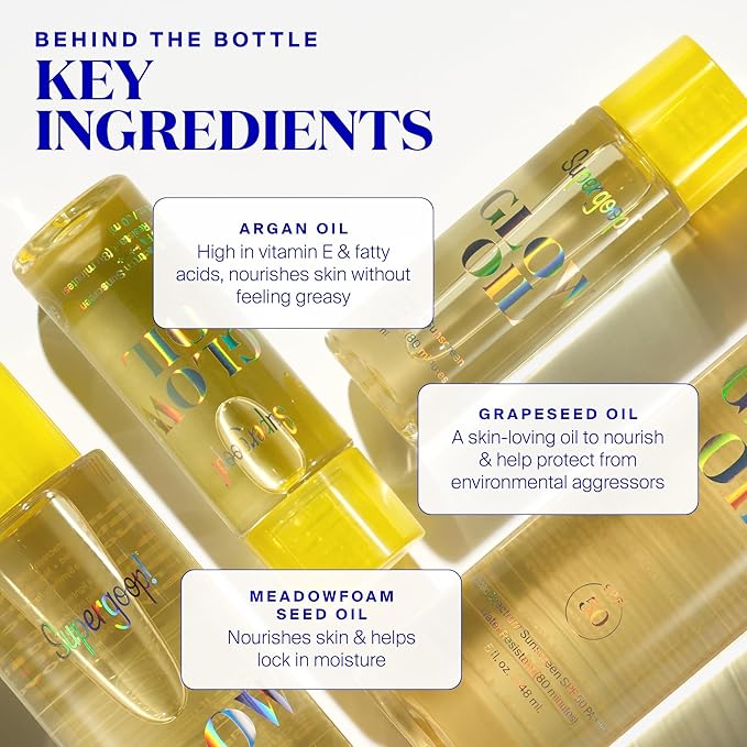 Supergoop! x The Summer I Turned Pretty Summer Glow-Up SPF Set - Includes Glowscreen SPF 40, Glow Oil SPF 50 & Butterfly Hair Clip