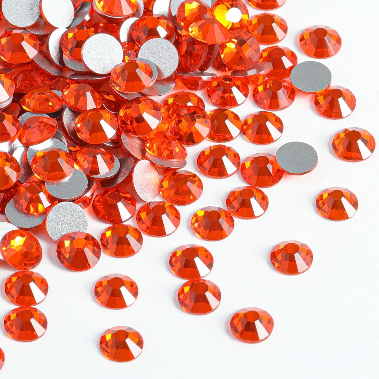 beadsland Flat Back Crystal Rhinestones Round Gems for Nail Art and Craft Glue Fix, Orange (2.9-3.0mm) SS12/1440pcs