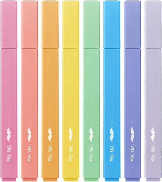 Mr. Pen Aesthetic Highlighters, 8 pcs, Chisel Tip, Assorted Colors, No Bleed Bible Highlighters