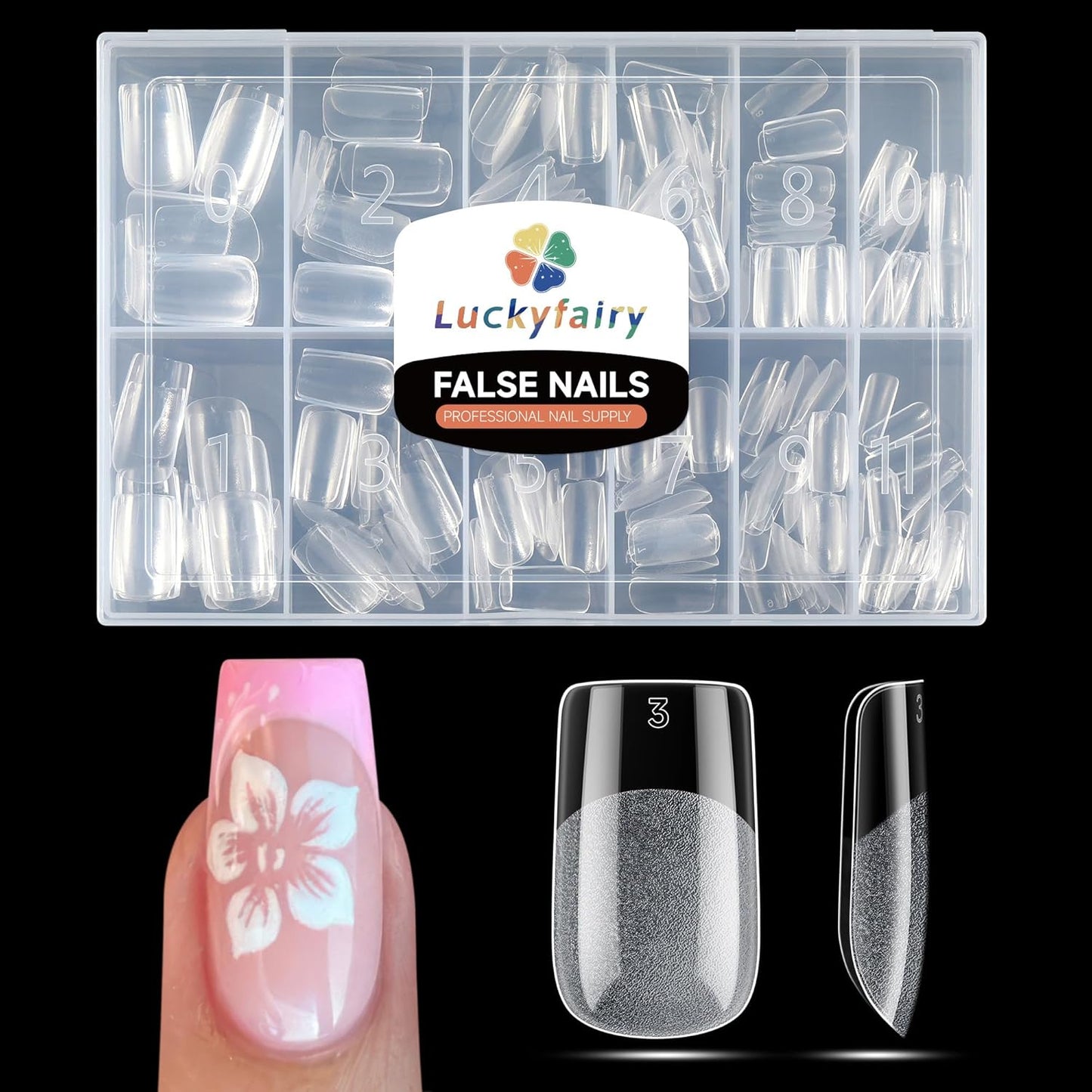 Short Square Nail Tips Gel: 360Pcs Full Cover Short Square Press On Nails Pre-buff Fake Acrylic Nails Half Matte Clear Nail Tips for Nail Extension DIY 12 Sizes