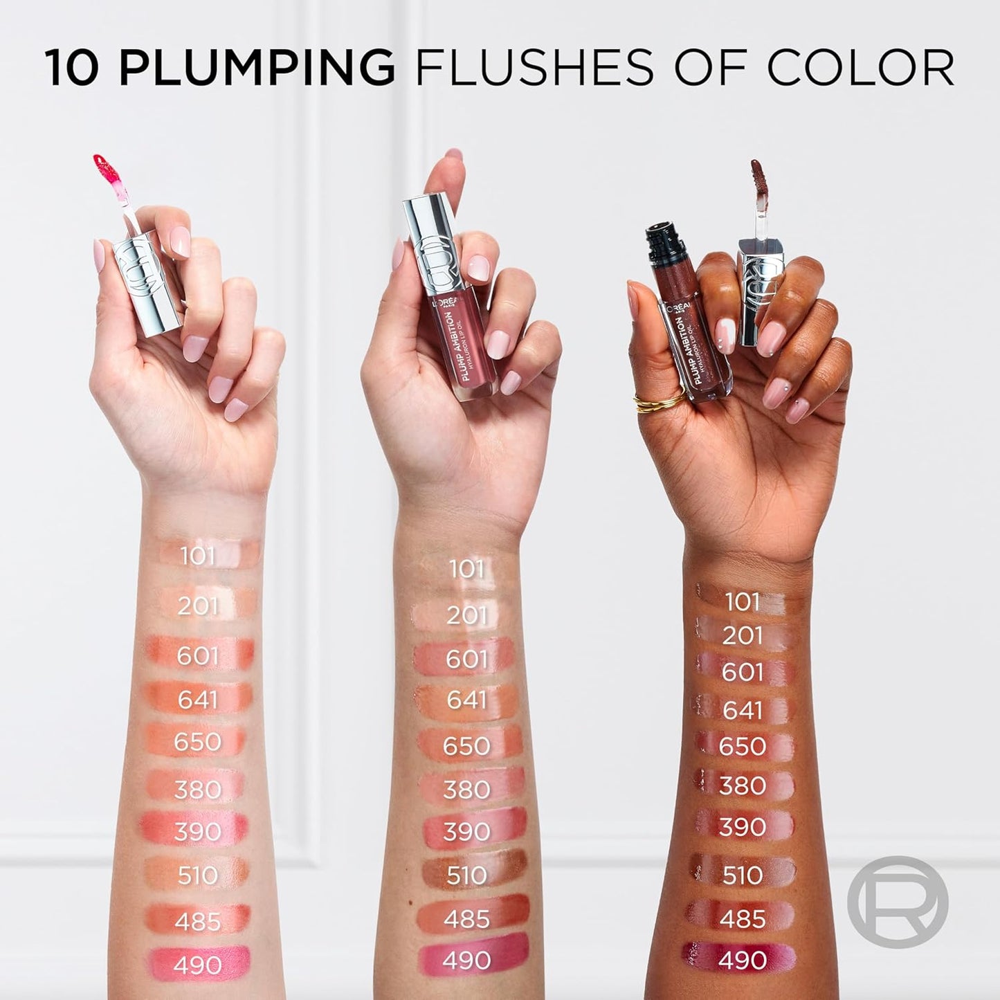 L'Oreal Paris Plump Ambition Hyaluron Lip Oil, 24 HR Lip Gloss with Hyaluronic Acid, Volumizing Formula with Glass-Like Shine, Worth It 601, 0.16 Fl Oz