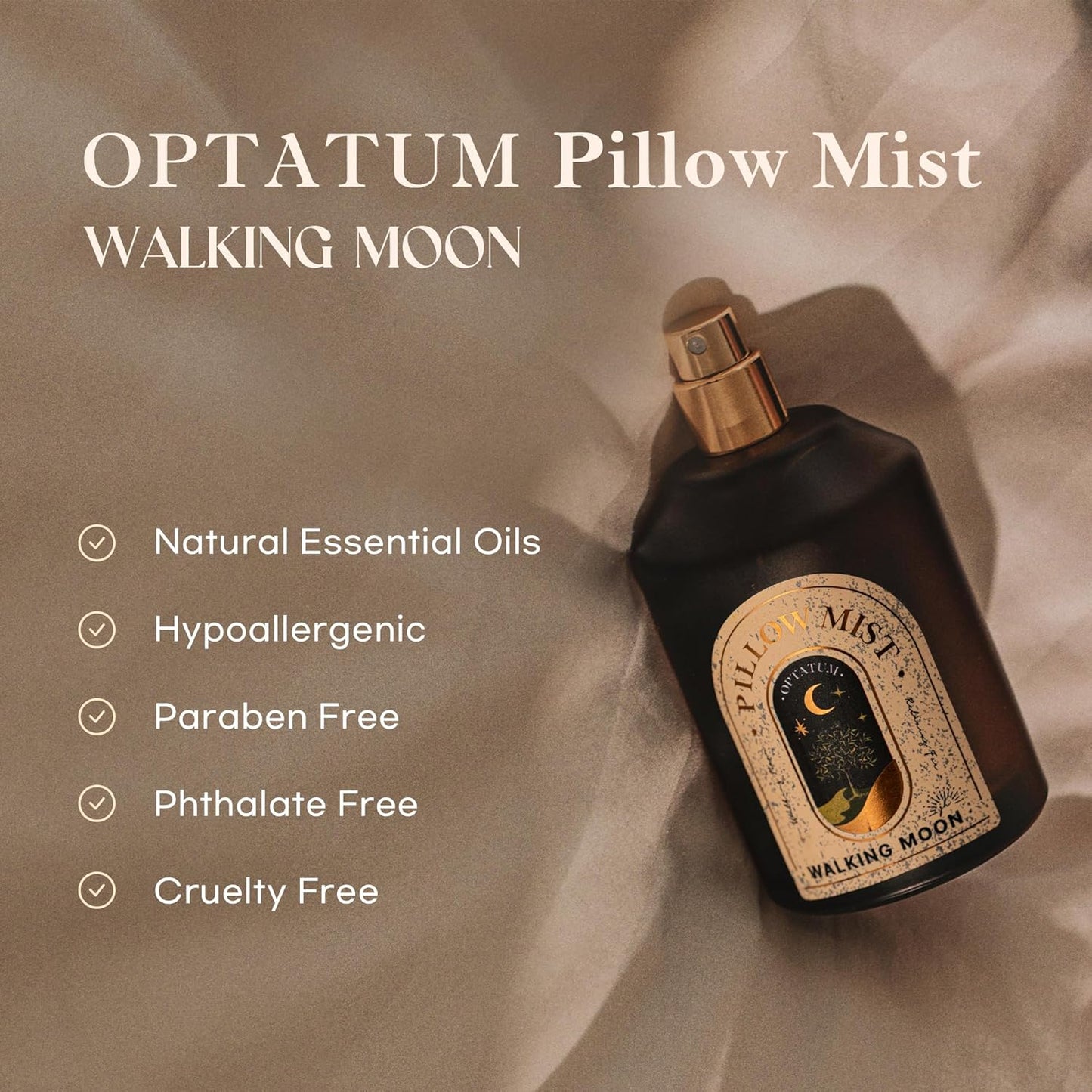 Pillow Mist - Aromatherapy Pillow Spray for Sheets, Linen & Bedding, Natural Essential Oils for Stress Relief, Gift for Someone Who Wants to Sleep Well - Walking Moon