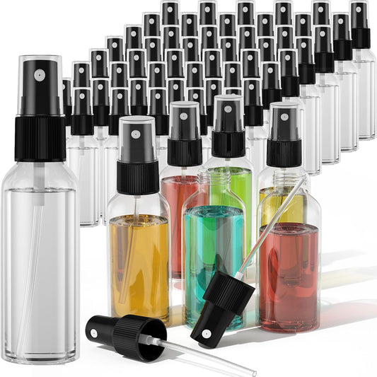 100Pack 2oz Spray Bottles Plastic, 60ml Small Spray Bottle Bulk Black Fine Mist Sprayer, Empty Refillable Containers Portable Cosmetic TravelSpray Bottles for Plants, Cleaning, Misting & Skin Care