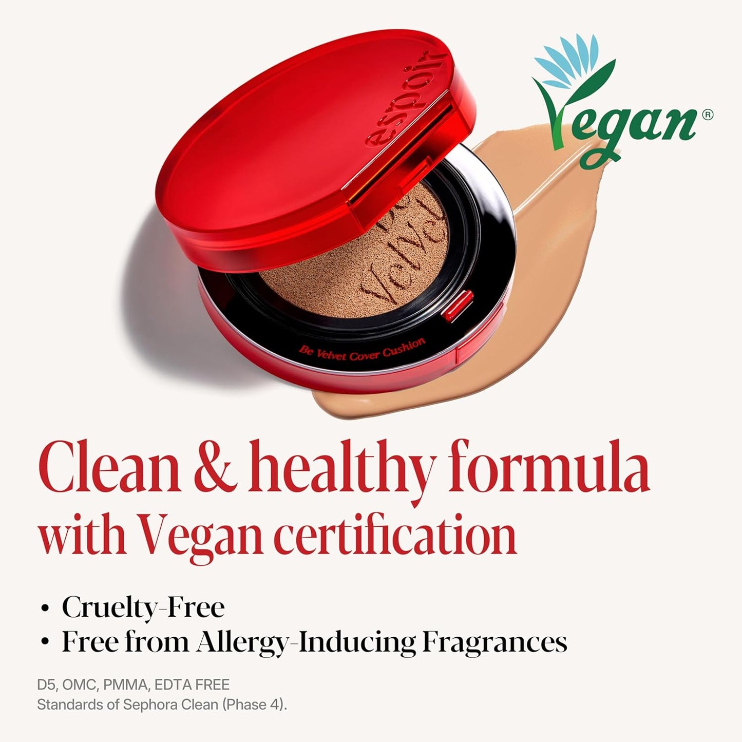 espoir [NEW] Be Velvet Cushion Foundation | Quick and Easy Coverage with Long-lasting Color by Zero Oxidation (#45 Ganache, 0.46 Ounce (Pack of 1))