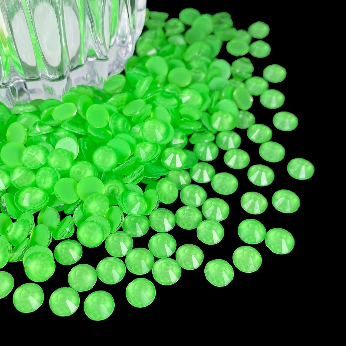 Flatback Glass Rhinestones,Bedazzler Gems 1440pcs Non Hotfix Crystal Rhinestones for Nail Charms Crafts Clothes Tumblers,Light Green Neon,SS10