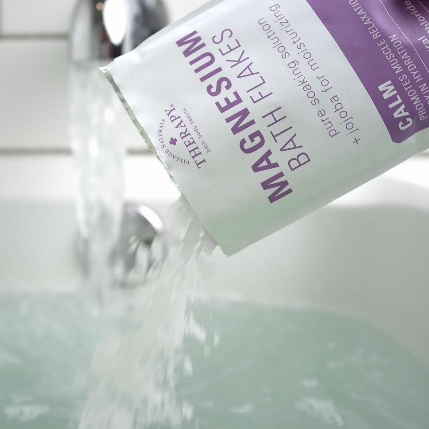 Village Naturals Therapy Calm Magnesium Bath Flakes, Lavender Vanilla Scent, 4.5 oz, Pack of 10