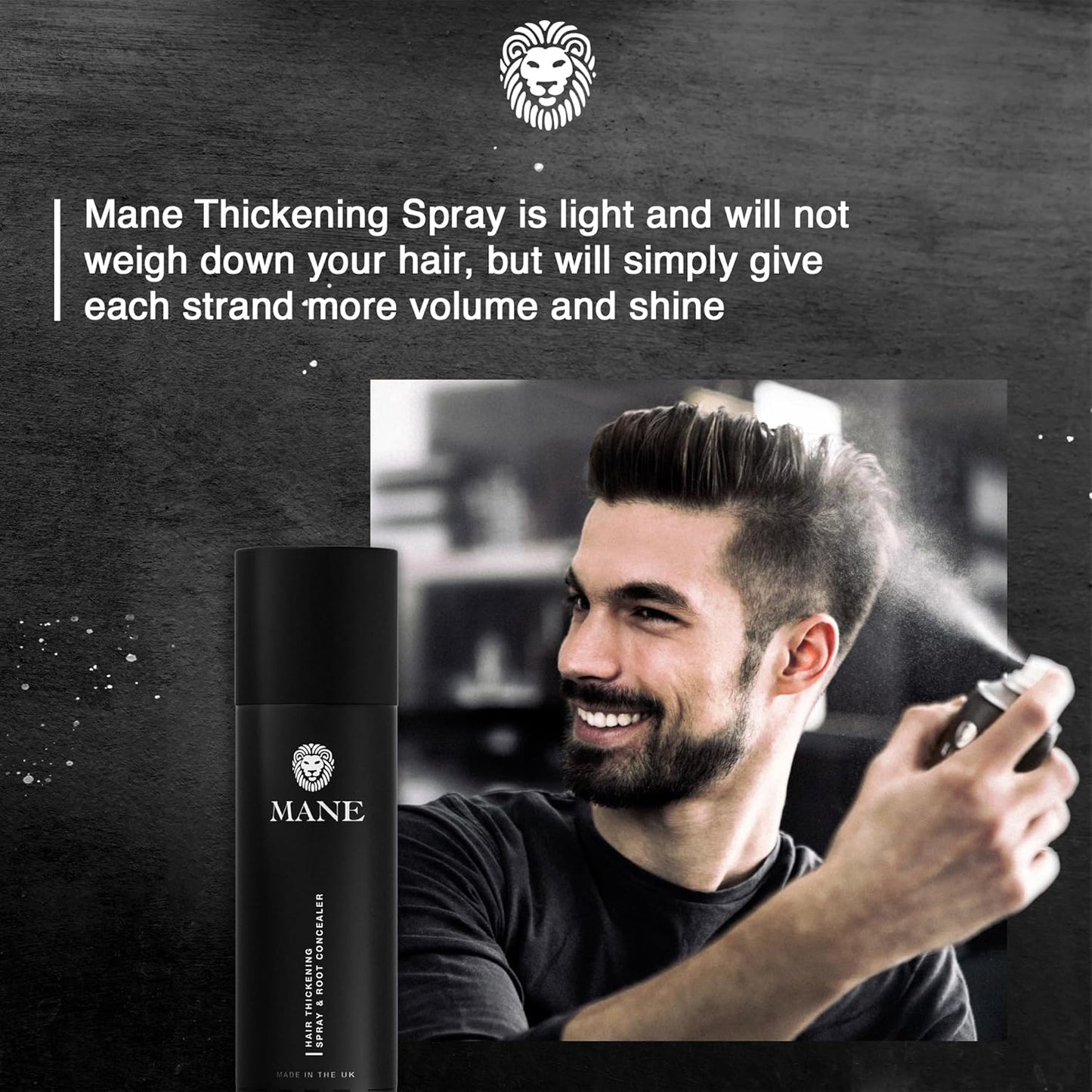 Mane Hair Thickening Spray & Root Touch Up, Instantly Thicker Hair for Men & Women, Fill in Hairlines and Hide Thinning and Fine Patches - Silver, 12 Colors (6.76 oz)