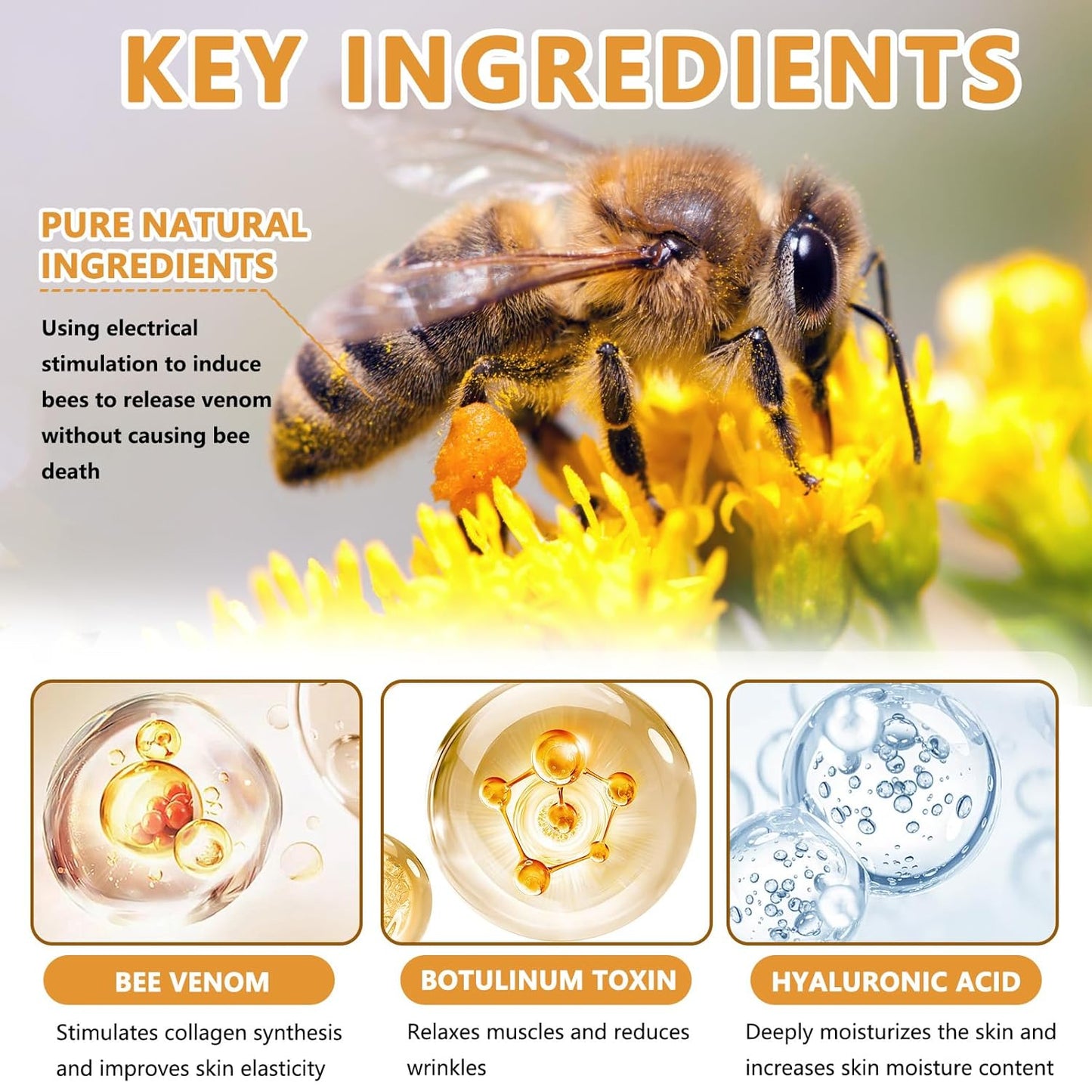 Botoxin Bee Venom Wrinkle Removal Cream, Anti-Aging, Restore and Enhance Skin Elasticity, Natural and Non-Irritating, Suitable for Sensitive, Dry, Oily Skin 0.71 Ounce (Pack of 3)