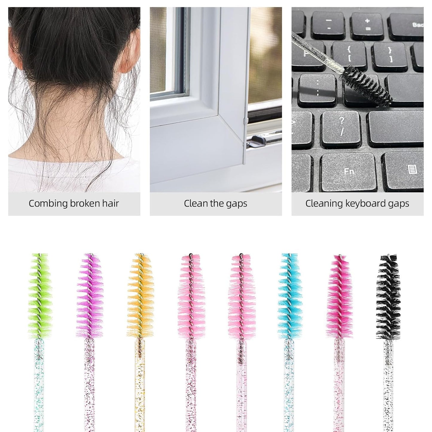 Tbestmax 800 Disposable Mascara Wands Eyelash Brush Spoolies for Eyebrow Eye Lash Extension, Makeup Brushes Applicators Kits - 8 Colors