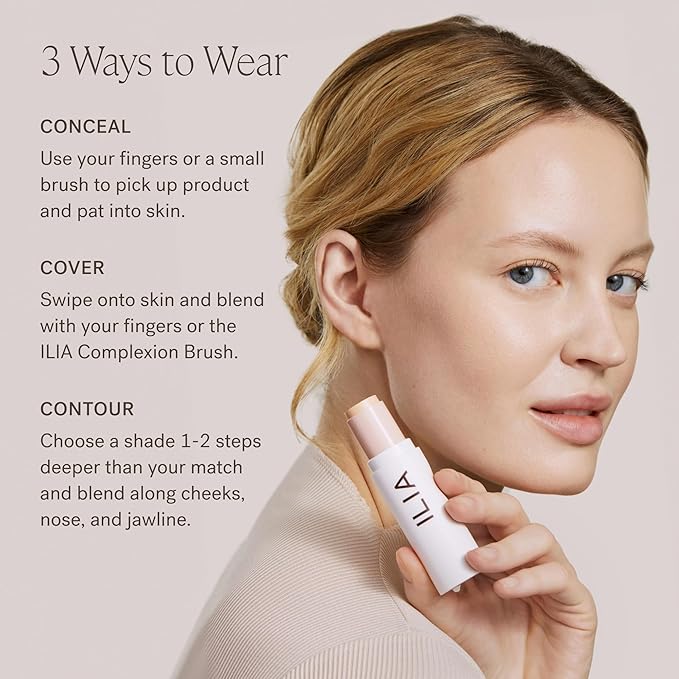 ILIA - Skin Rewind Complexion Stick - Foundation + Concealer + Skincare | Non-Toxic, Vegan, Cruelty-Free, Clean Makeup (32W - Kauri, 0.35 oz | 10 g)