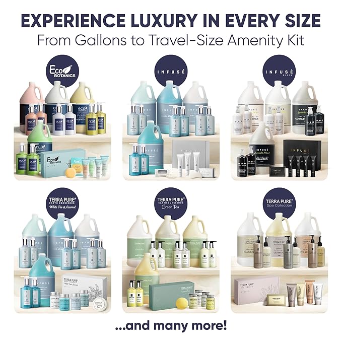 Aqua Organics Amenity & Accessory Kit|1oz Travel Size Shampoo,Conditioner,Lotion,Body Wash,Body Bar, Cleansing Bar, Shave & Dental Sets, Make-Up Remover Wipes & Vanity Kit|60 sets