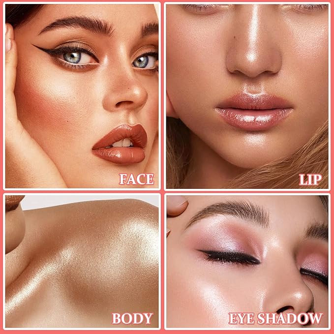 3PCS Polvo De Hadas Highlighter Glitter Stick Body Glitter Shimmer Face Brightening Highlighter Contour Powder Makeup Stick Face Fairy Glitter Highlighter Makeup-White,Pink,Golden brown