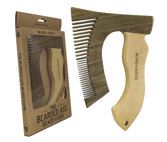 THE BEARDED AXE BEARD COMB | Original | Green Sandalwood/Boxwood | Artisan Crafted & Handmade