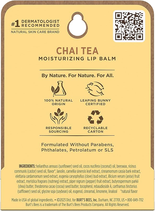 Burt's Bees Chai Tea Lip Balm Blister, 0.15 Ounce