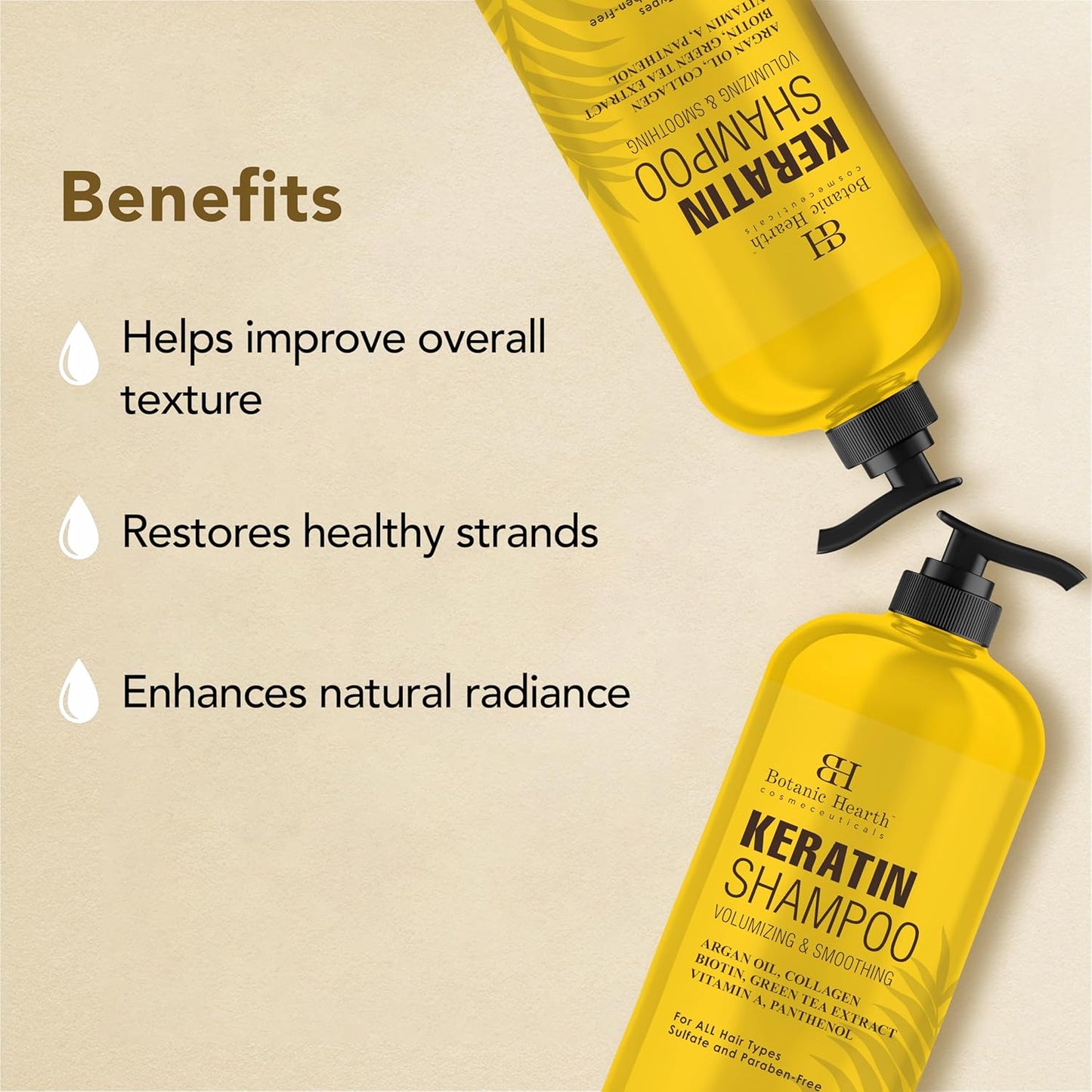 Botanic Hearth Keratin Shampoo | With Argan Oil, Collagen & Biotin | Best For Dry Damaged, Fizzy & Color Treated Hair | Hair Thickening & Sulfate Free | 16 Fl Oz (Pack Of 1)