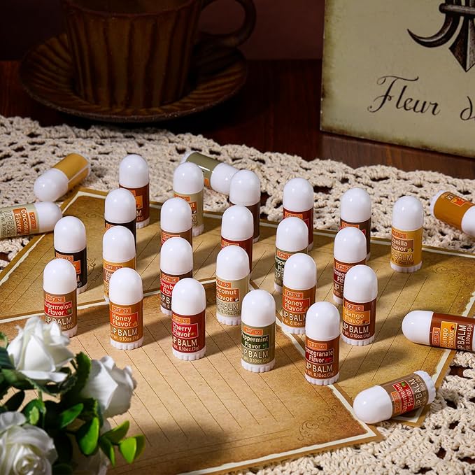 10 Pcs Mini Sunscreen Lip Balms Bulk SPF 30 Lip Balm Sticks Favors with Sunscreen SPF Employee Staff Appreciation Gifts Bulk Team Coworkers Christmas Party Gifts for Travel Beach