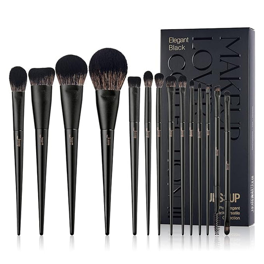 Makeup Brushes Set Jessup Make up Brushes 14Pcs Black Kabuki Foundation Eyeshadow Contour Concealer Powder Eyeliner Crease Eyebrow Blending Brush, T336