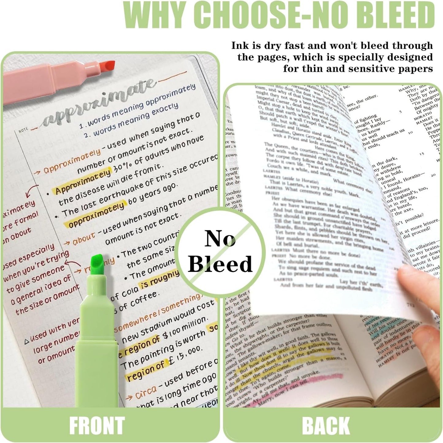 Highlighters Assorted Colors,8pcs Bible Highlighters No Bleed Hghlighter Markers for Journaling Back to School Teacher Supplies Office Supplies