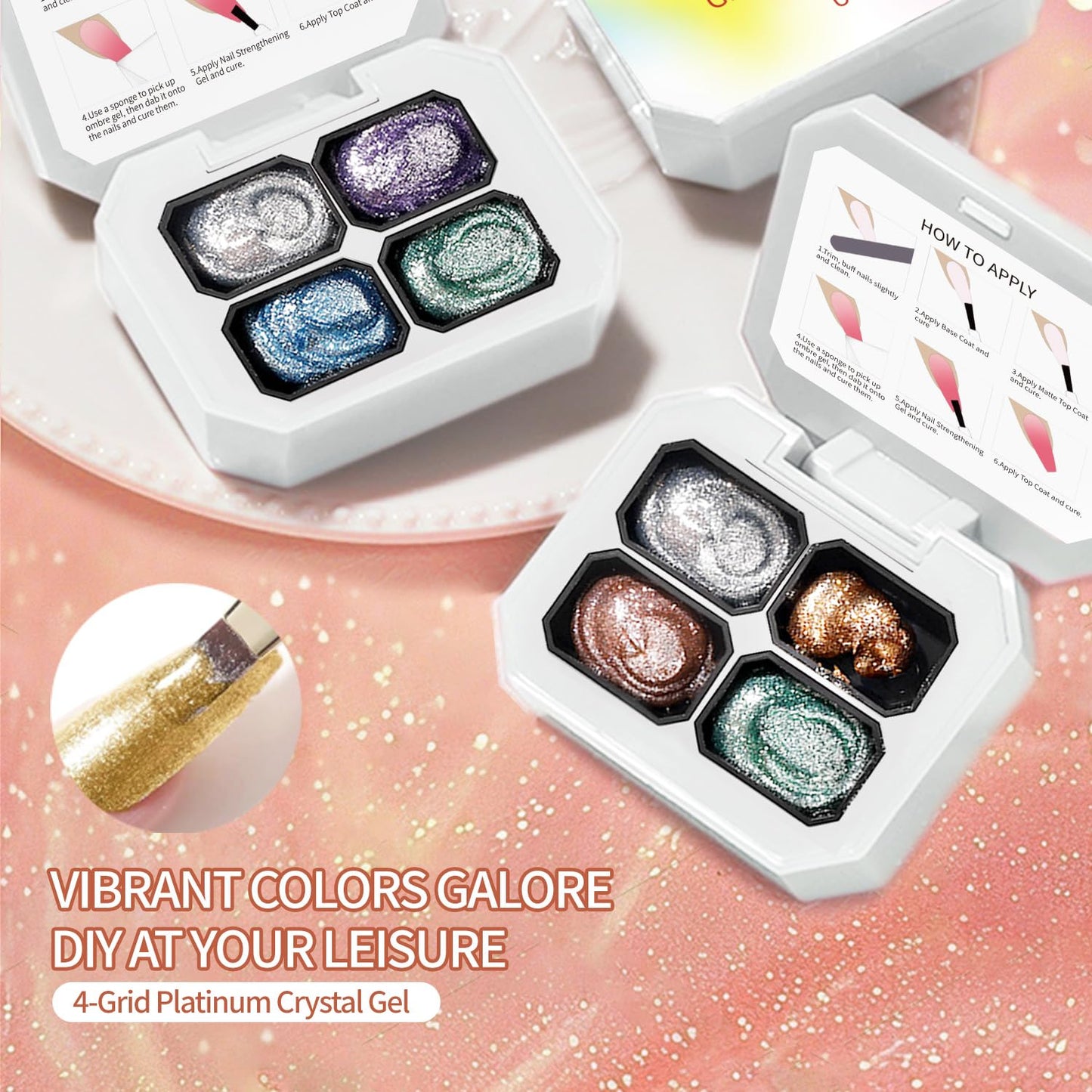 Finger Secret 4 Colors Set Ombre Gel Nail Polish,Gradient Painting GelS with 20pcs Nail Sponges for Gel Paint for Nails Art can be Painted in Salon or Home Use (k10)