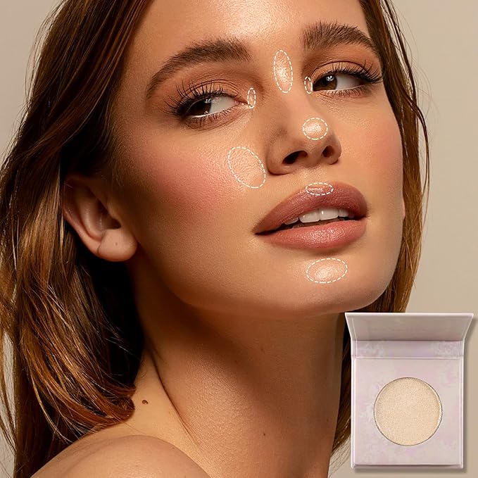 Face Highlighter Makeup Palette, Shimmer Glitter Diamond Sparkly Highlighters Makeup Palette Powder for Face Body Cheek Skin 03# Champagne Gold