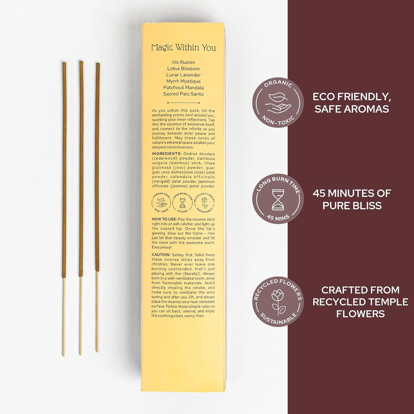 Carnatia Magic Within You Incense Sticks – Set of 6 Spiritual Scents for Manifestation, Inner Motivation & Calm | Natural, Slow-Burning Aromas for Meditation & Rituals!