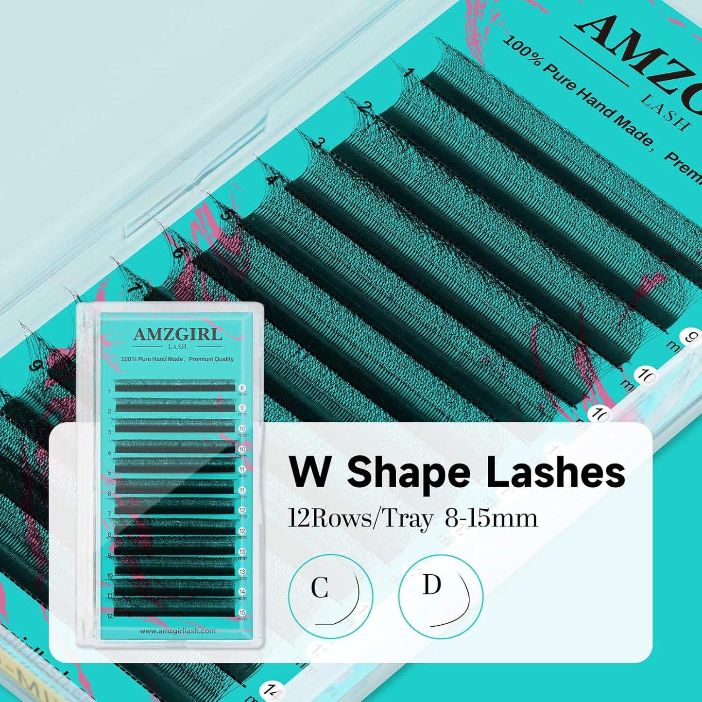 Eyelash Extensions 4DW D Curl,Mixed Tray Lash Extension Supplies Individual Lashes Premium Classic Lash Soft Super Matte Black Professional Eyelashes Extension(8-15mm)