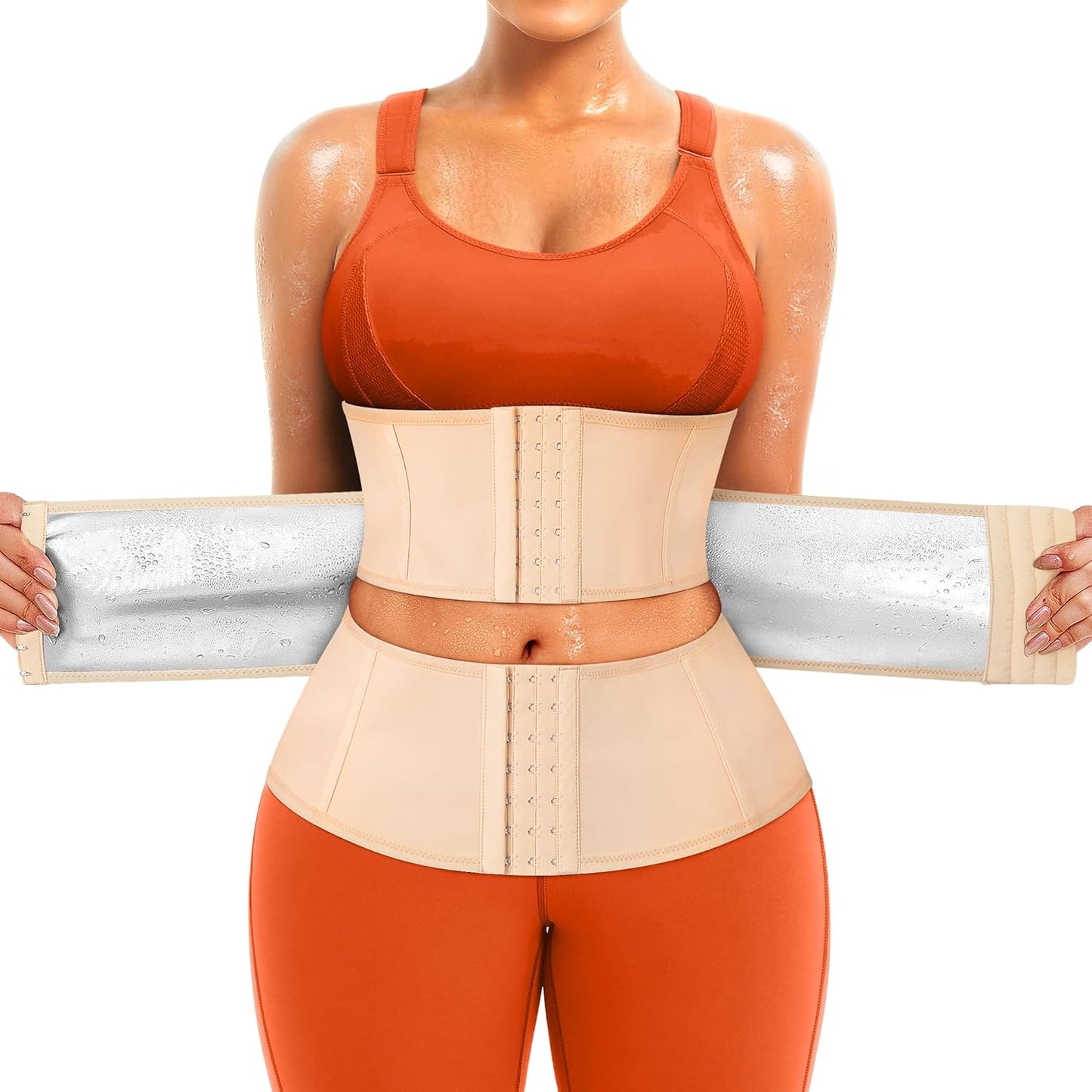 TrainingGirl Waist Trainer for Women Belly Working Out Trimmer Corset Sauna Sweat Belt Band Stomach Wrap Body Shaper Fajas