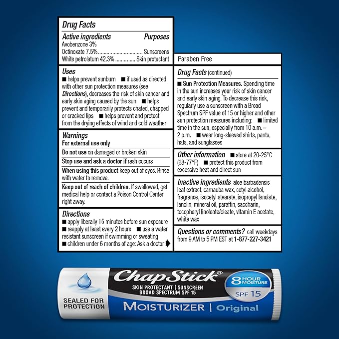 Abreva 10 Percent Docosanol Cold Sore Treatment, Fever Blister and Cold Sore Cream - 0.07 oz plus ChapStick Moisturizer Original Lip Balm - 0.15 oz Value Pack