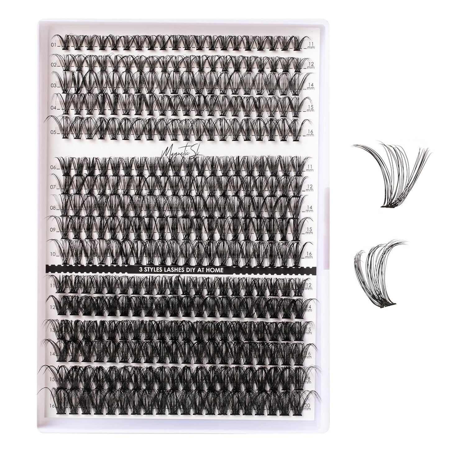 Lash Clusters 320pcs Individual Lashes 30D&40D&60D DIY Lash Extensions D Curl Lash Clusters False Eyelashes Natural Look 11-20mm Mix Cluster Eyelash Extensions EASY TO USE (30D+40D+60D-0.07D)
