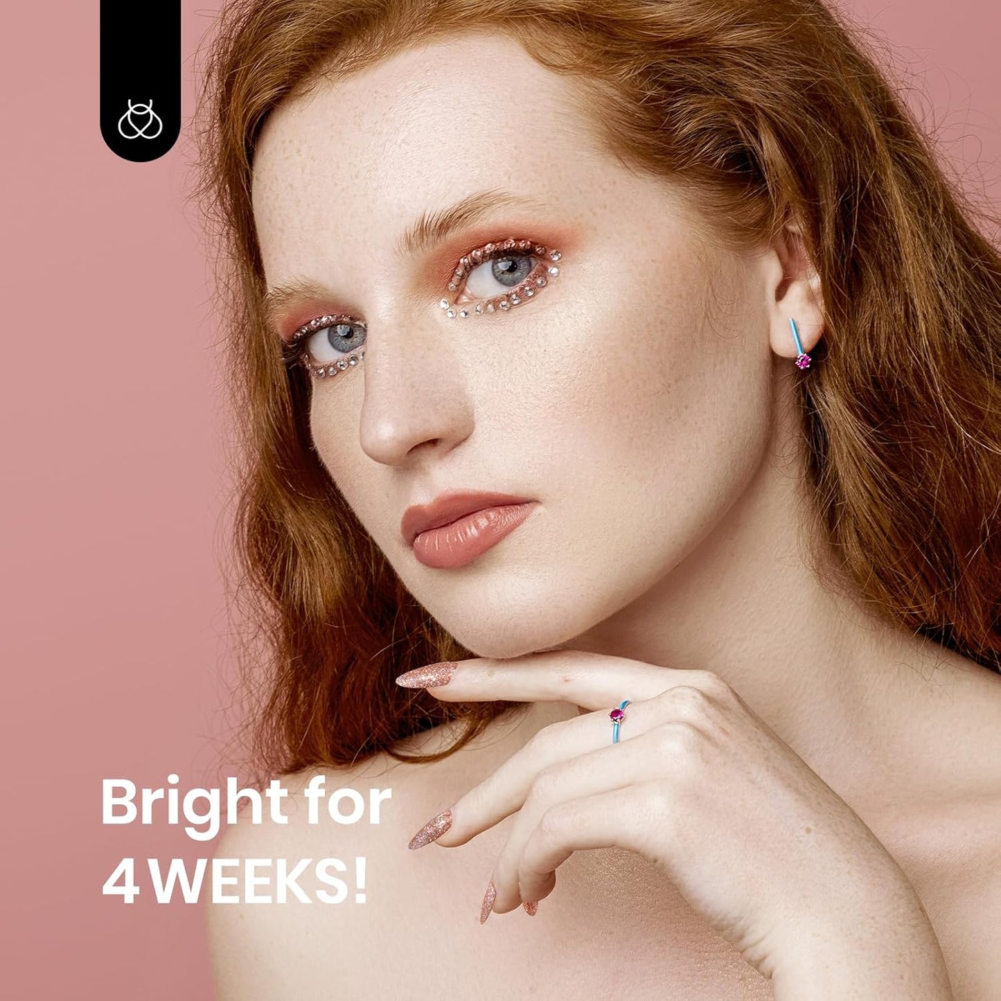 Beetles Glitter Gel Nail Polish 15ML Rose Gold Reflective Pink Gel Polish Dazzling Princess Nail Art Design Manicure Salon (1Pcs)