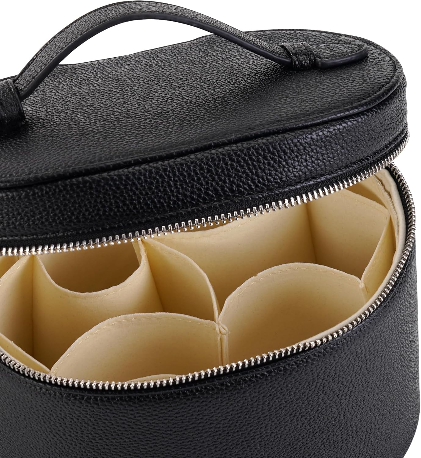 Makeup Bag Vanity Case Cosmetic Bag with Removable Divider Travel Toiletry Bag for Women Portable Make up Box Organizer, Black