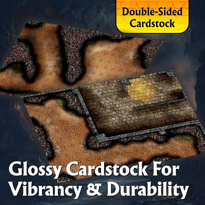 Arcknight The Winding Caverns Roleplaying Battlemaps; 16 Modular RPG Maps in 8 Double-Sided Pages, 1" Square Grid, Modular & Versatile Design for Tabletop Gaming - for Dungeons & Dragons & Pathfinder