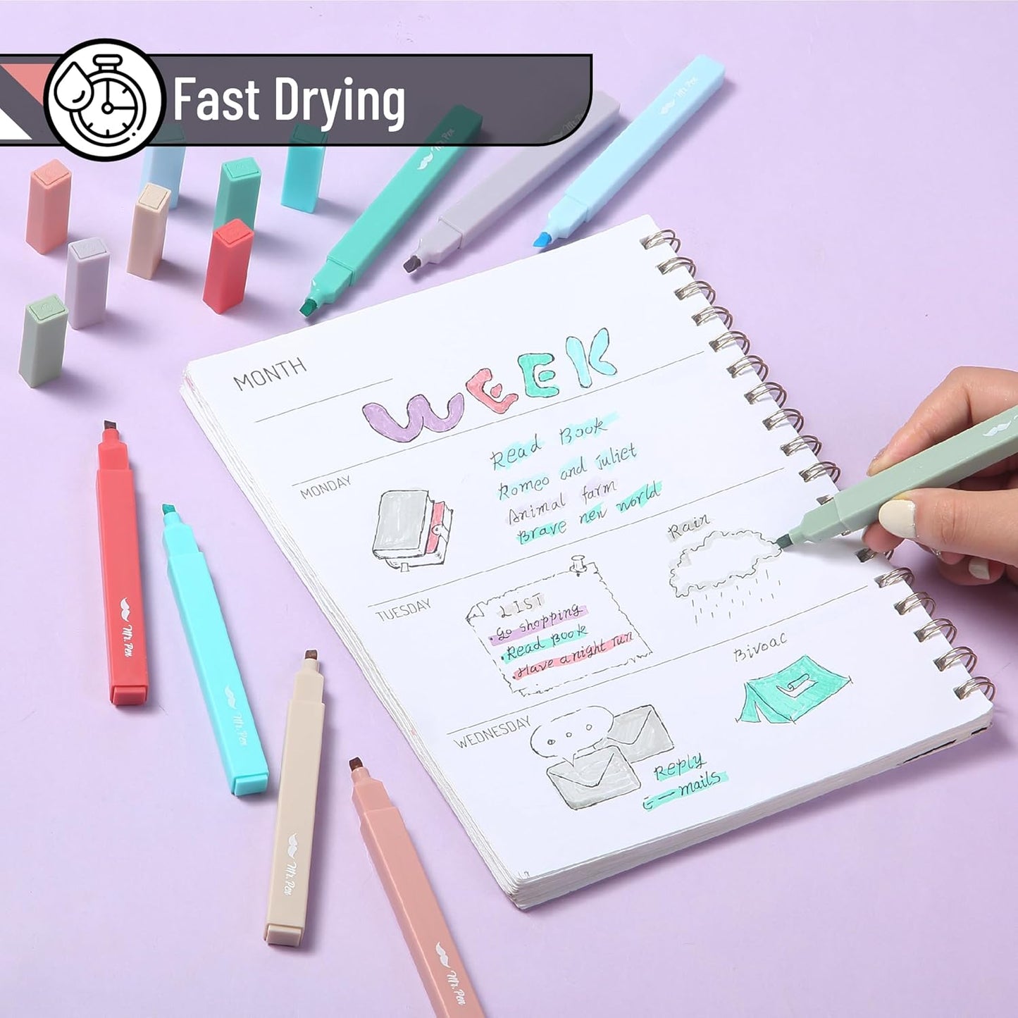 Mr. Pen- Aesthetic Highlighters, 8 Pack, Chisel Tip, New Vintage, Cute Highlighters Assorted Colors, Back to School Supplies