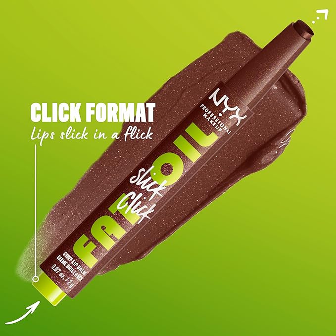 NYX PROFESSIONAL MAKEUP Fat Oil Slick Click, Lightweight, Buildable, Pigmented Vegan Lip Balm - Trending Topic