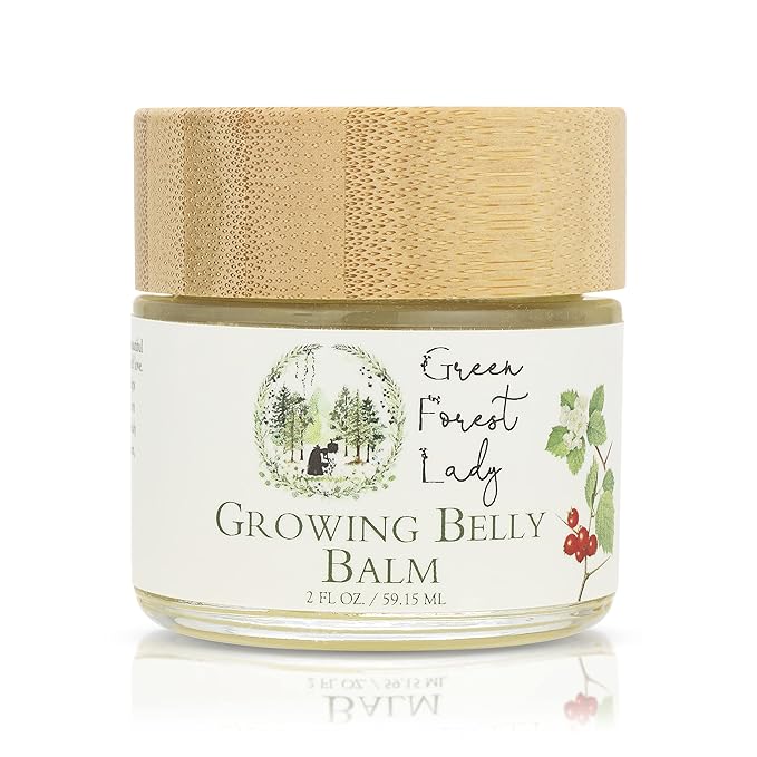 Green Forest Lady-Organic Growing Belly Balm to Support Skin as it Stretches in Pregnancy | Improves Elasticity | Moisturizes Skin | Soothes Itching | 2 FL. OZ./59.15 ML.
