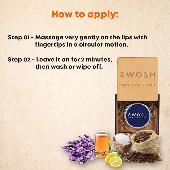 SWOSH Organic Lip Cream For Lightening & Brightening Dark Lips For Men & Women, 0.53 OUNCE with natural extract, clove oil, lavender oil, Lemon Grass oil lip Cream