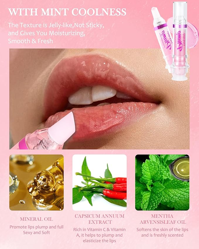 Spicy Lip Plumping Booster,Plumping Lip Oil with Chili Extract, High-Shine Smooth Fuller Lips, Hydrating & Volumizes Lip Glaze, Plump and Pout Lip Plumper Lipstick, Christmas Makeup Gift for Women-04#