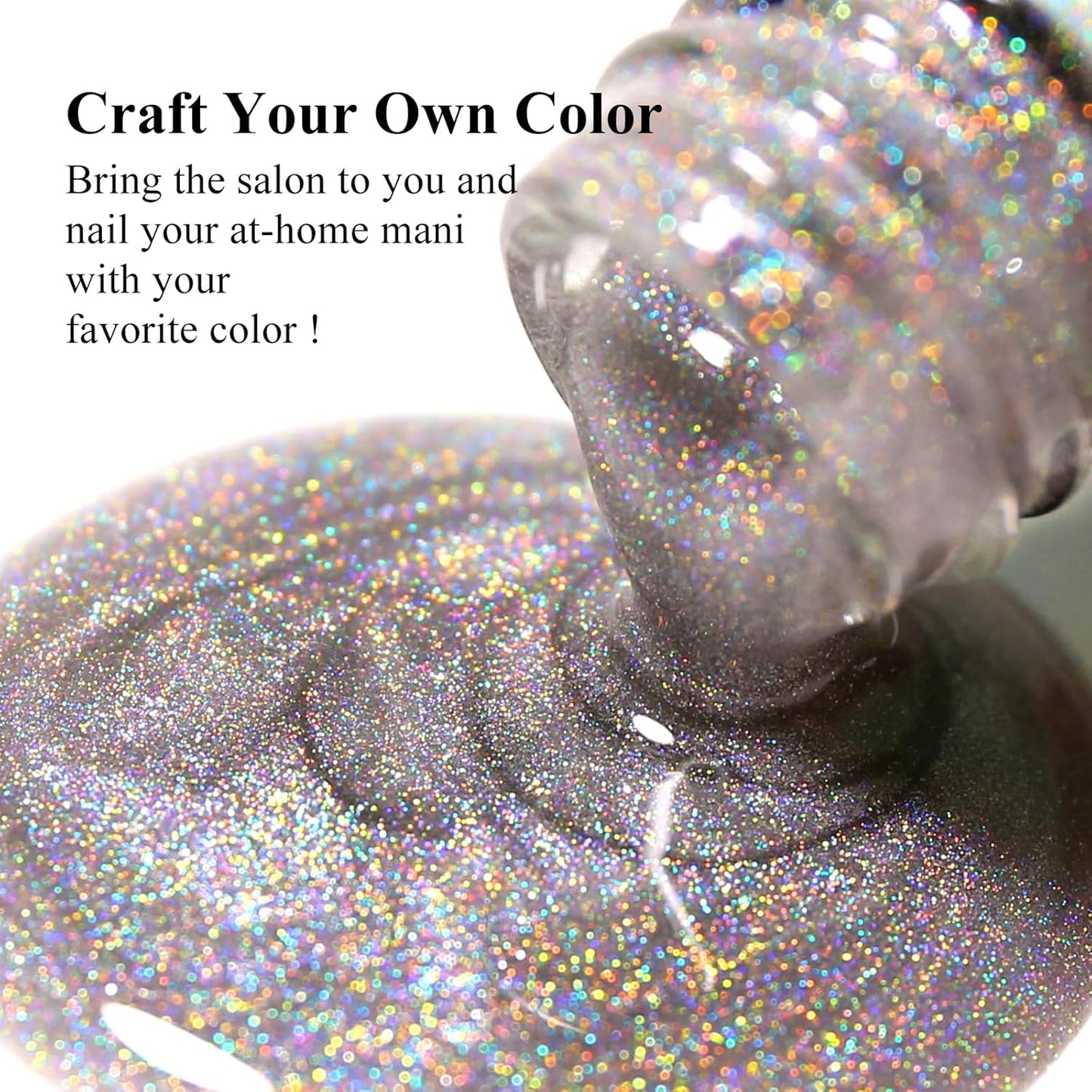 Imtiti Cat Eye Gel Nail Polish, 15ml Glitter Rainbow Holographic Gel Nail Polish with Magnet Iridescent Reflective Shimmer Translucent UV Gel Polish 0.51 Fl Oz