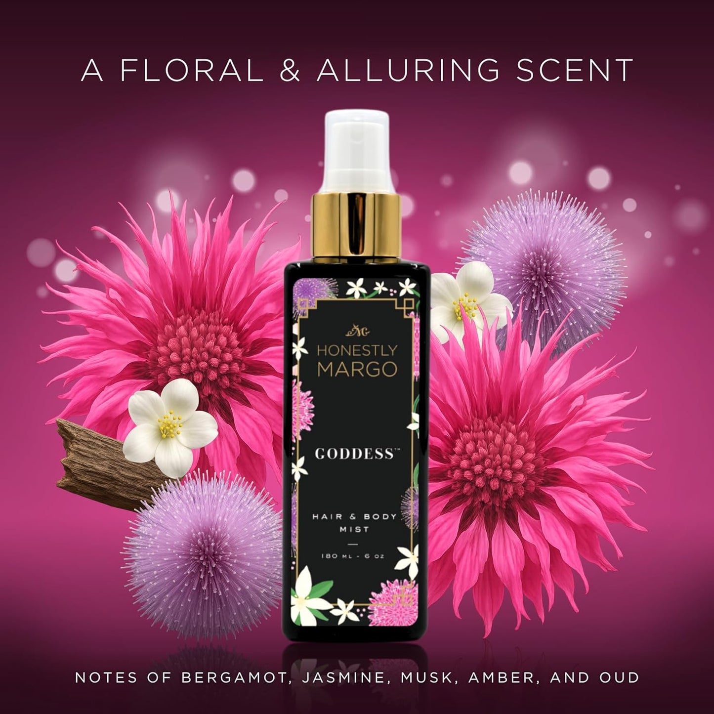 Goddess Hair & Body Mist (6 Oz) – Alluring Perfume for Women for Hair and Skin with Bergamot, Jasmine, Musk, Amber and Oud Scent – Luxury Hair Perfume for Women & Body Spray