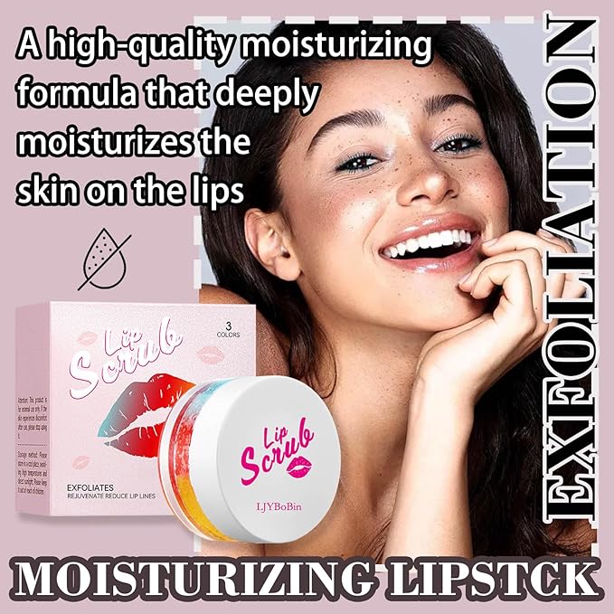Nourishing Smooth Lip Scrub,Soft Long Lasting Moisturizing Lip Scrubber Exfoliator for Men & Women,Gentle Non-Greasy Sugar Scrub Lip Cares Moisturizer