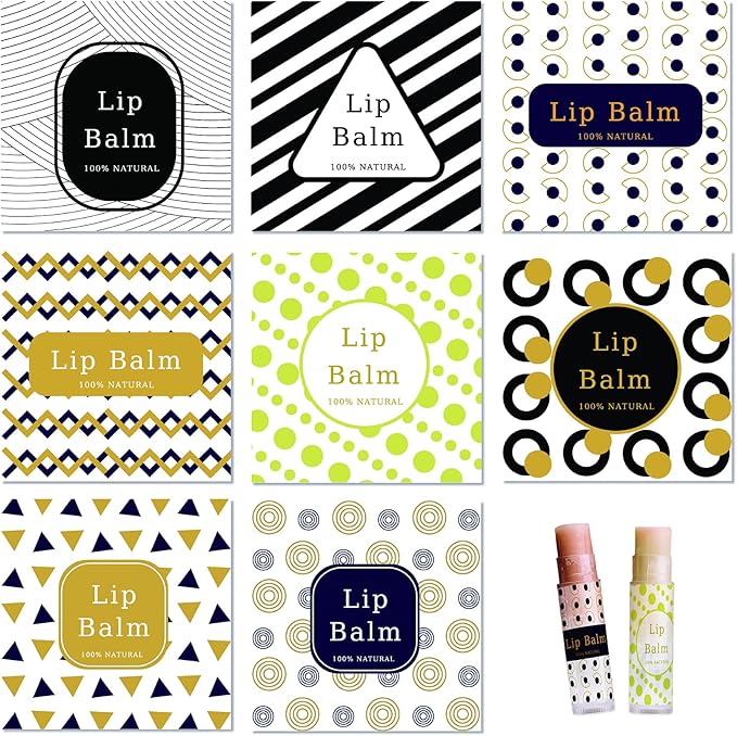 CRASPIRE Lip Balm Labels 80pcs Homemade Lip Balm Labels 2” Clear Lip Balm Labels for Tubes Printable Waterproof Lip Balm Stickers Labels for Lip Balm Handcream Candle Container（Geometry）