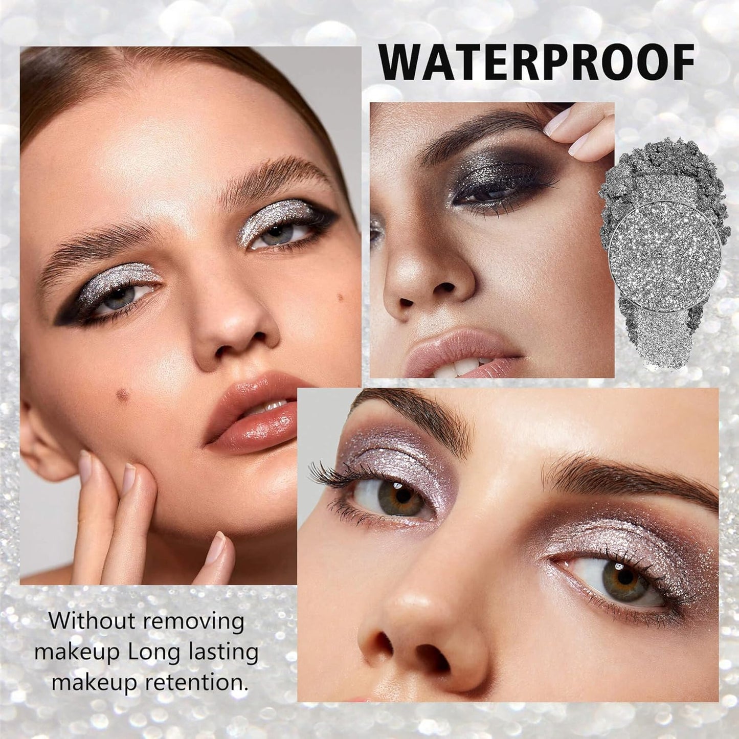 Chunky Glitter – Black Smokey Pressed Glitter for Eyes, Lips, Face & Body – Long-Lasting Sparkle for Festival, Party, Cosplay, Makeup Looks – Layer as Eyeshadow Topper（Starry Nights）