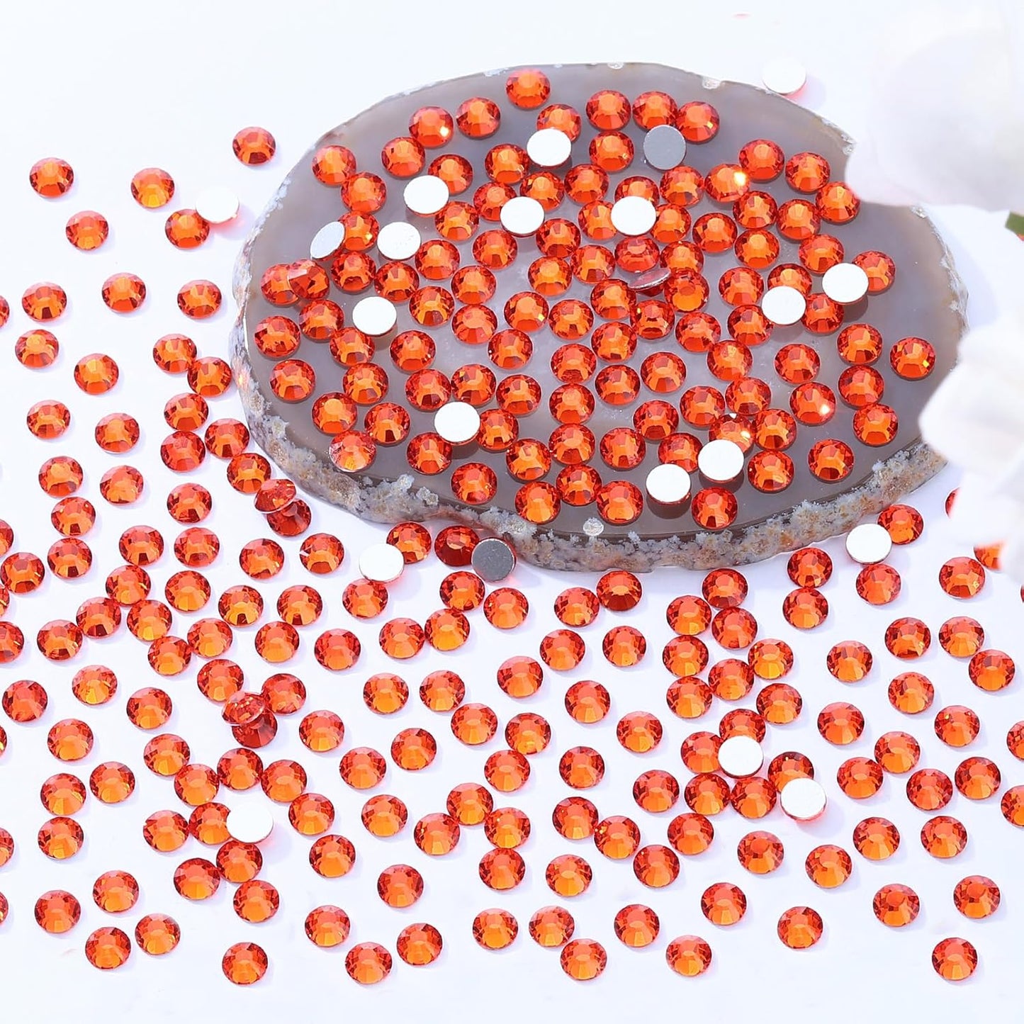 Hyacinth Flatback Rhinestones, Glass Rhinestones for Nail Art and Craft, Glue Fix, Loose Crystal Gemstones(Orange, SS16, 2880pcs, 3.8-4.0mm)