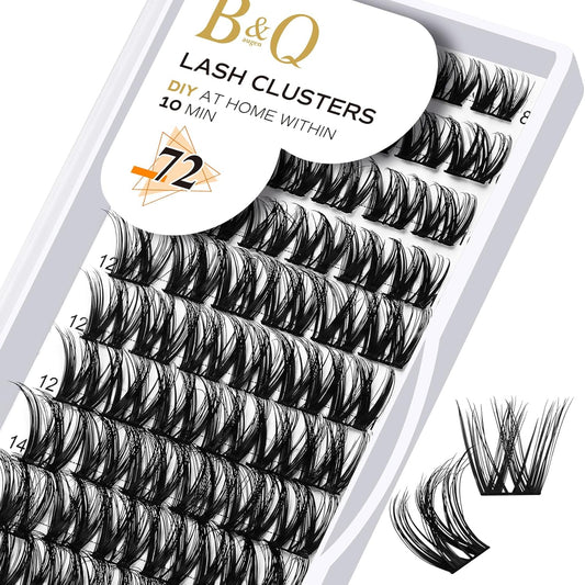 Lash Clusters B20 Mixed Tray Manga Lashes 72 Clusters Lashes B&Qaugen LASH DIY Eyelash Extensions C D Curl Wispy Spiky Eyelash Clusters Extensions Individual Lashes Cluster at Home (B20,D-8-16MIX)