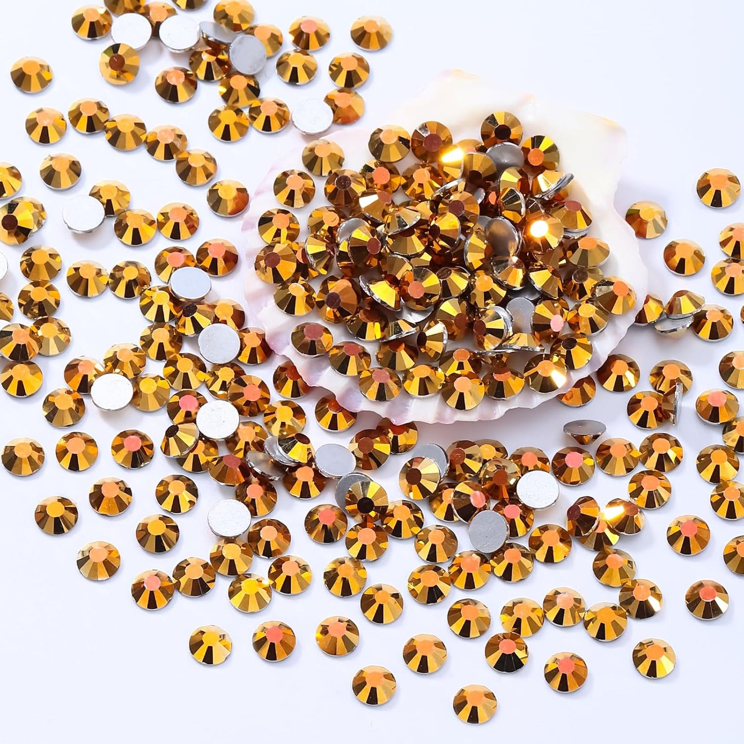 Gold Flatback Rhinestones, Glass Rhinestones for Nail Art and Craft, Glue Fix, Loose Crystal Gemstones(Gold, SS12, 1440pcs, 2.9-3.0mm)