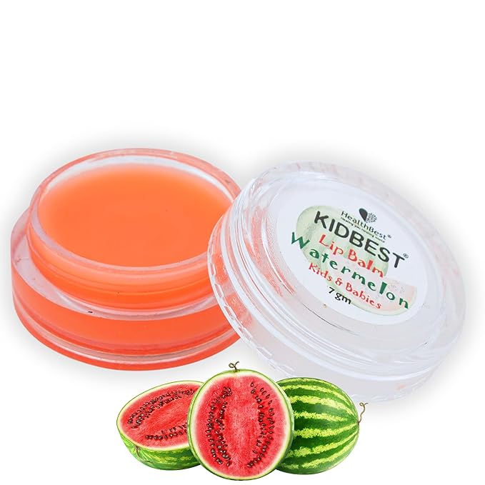 Kidbest Lip Balm for Kids, Extra Nourishing, Soothing Lips, Tear, Paraben, SLS free, Watermelon Flavor, 7gm, Peach