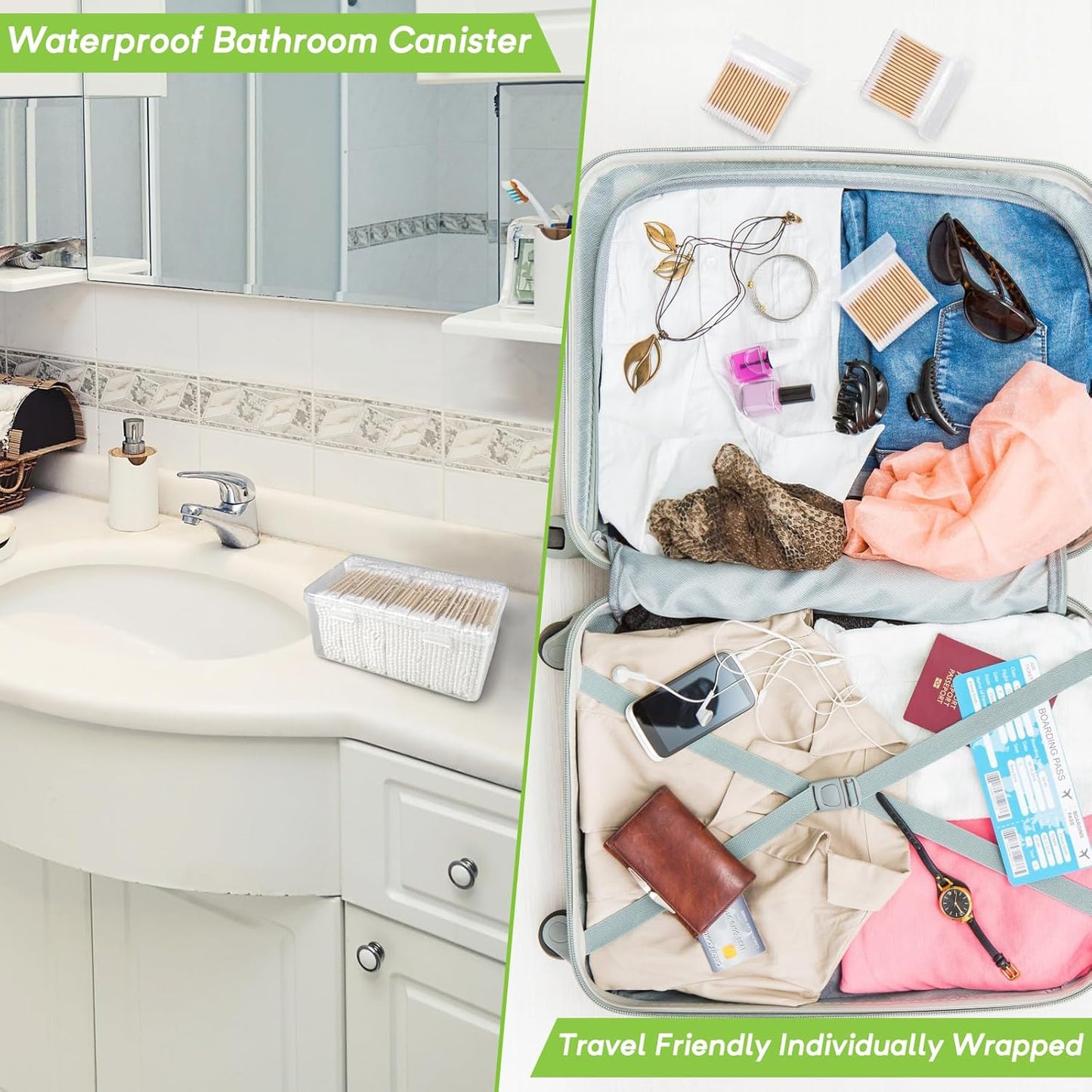 eyxformula 1000 Count Organic Cotton Swabs, Double Tips Biodegradable Cotton Buds with Sturdy Bamboo Sticks for Ear Cleaning, Makeup, Hygiene, Beauty, Pet Care, Arts & Crafts, Household Cleaning