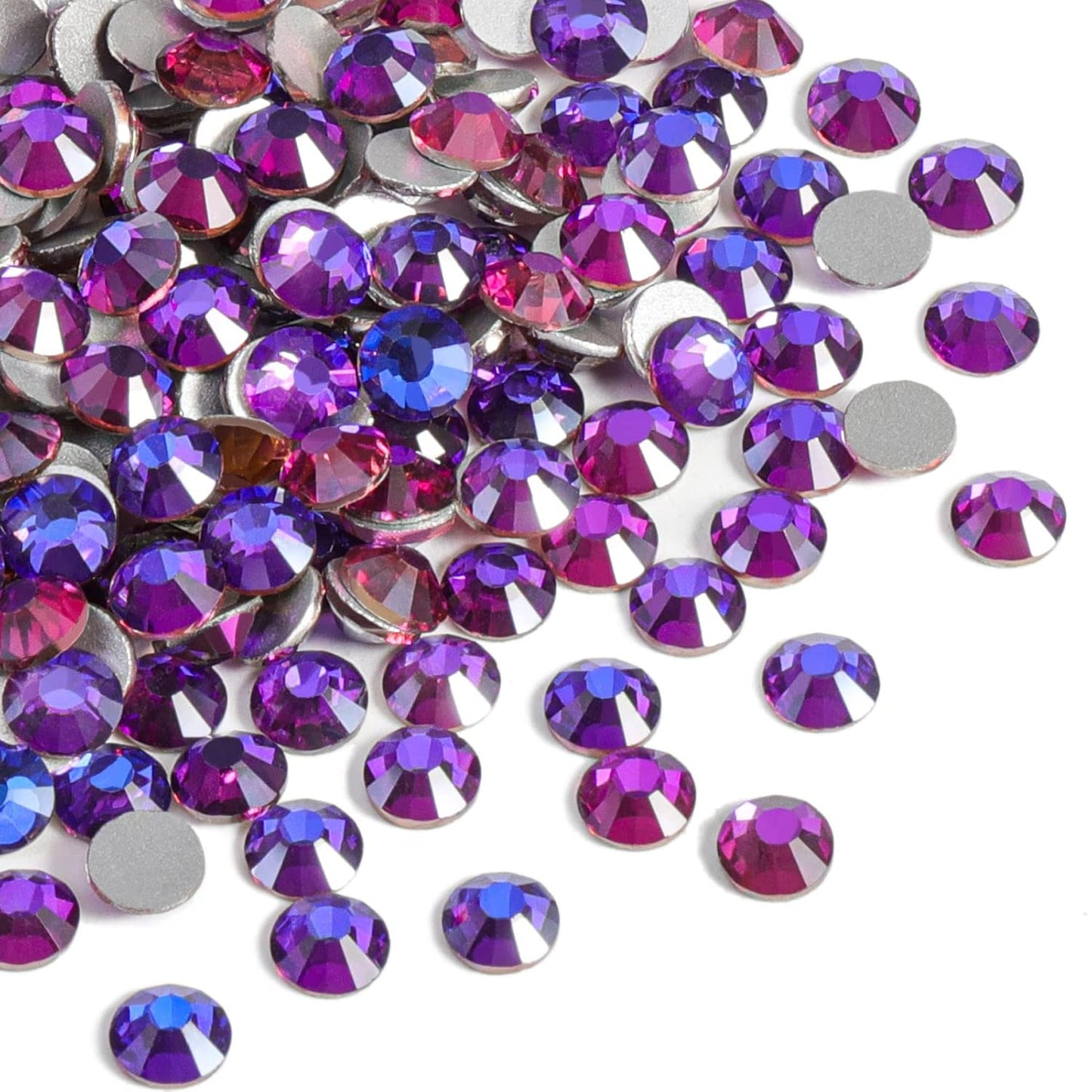 Beadsland 1440pcs Flat Back Crystal Rhinestones Round Gems for Nail Art and Craft Glue Fix, Purple Velvet,SS20,4.6-4.8mm