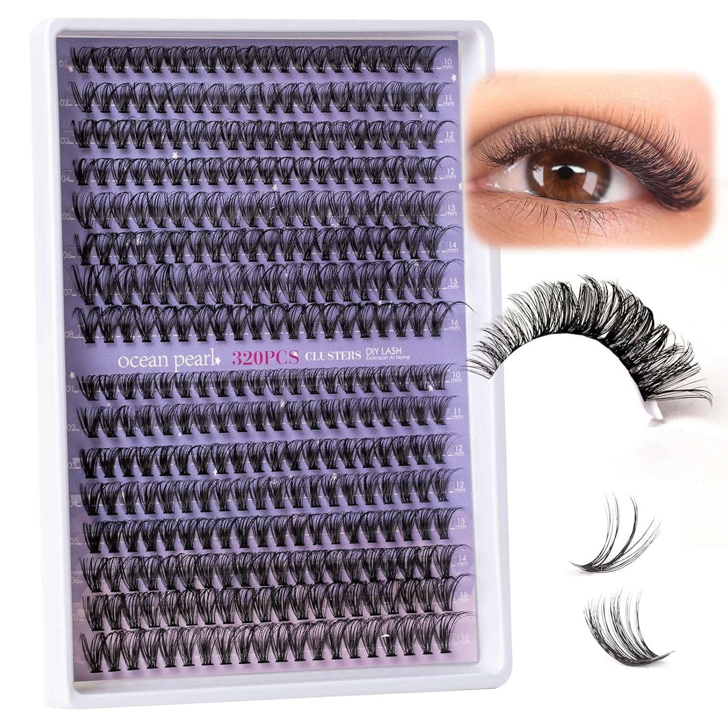 Lash Extension 320 Pcs Individual Lashes Cluster Natural DIY Eyelash Extension Lash Clusters 10-16mm Length Mix 30D+40D Soft Eyelash Extensions for Makeup at Home (30+40D-0.07-10-16MIX)