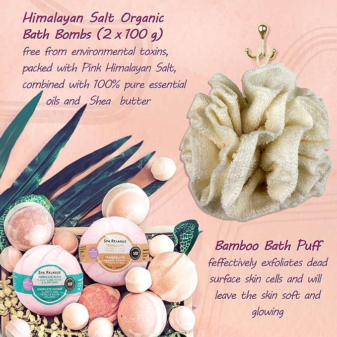 Spa Gift Baskets For Women - Premium Spa Gifts For Women With Cosmetic Bag, Bath Bombs, Handmade Spa Gift Set & Gift Boxes For Women - Mom Gifts, Birthday Gift Basket For Women